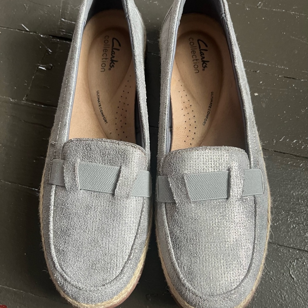 Clarks Collection Elaina Echo Heritage pewter metallic Loafers - Picture 2 of 5